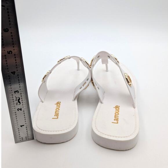 Larroude Milan Jelly Thong Sandal Lightweight Women's White Size US8/9 EU39/40 - Picture 5 of 10